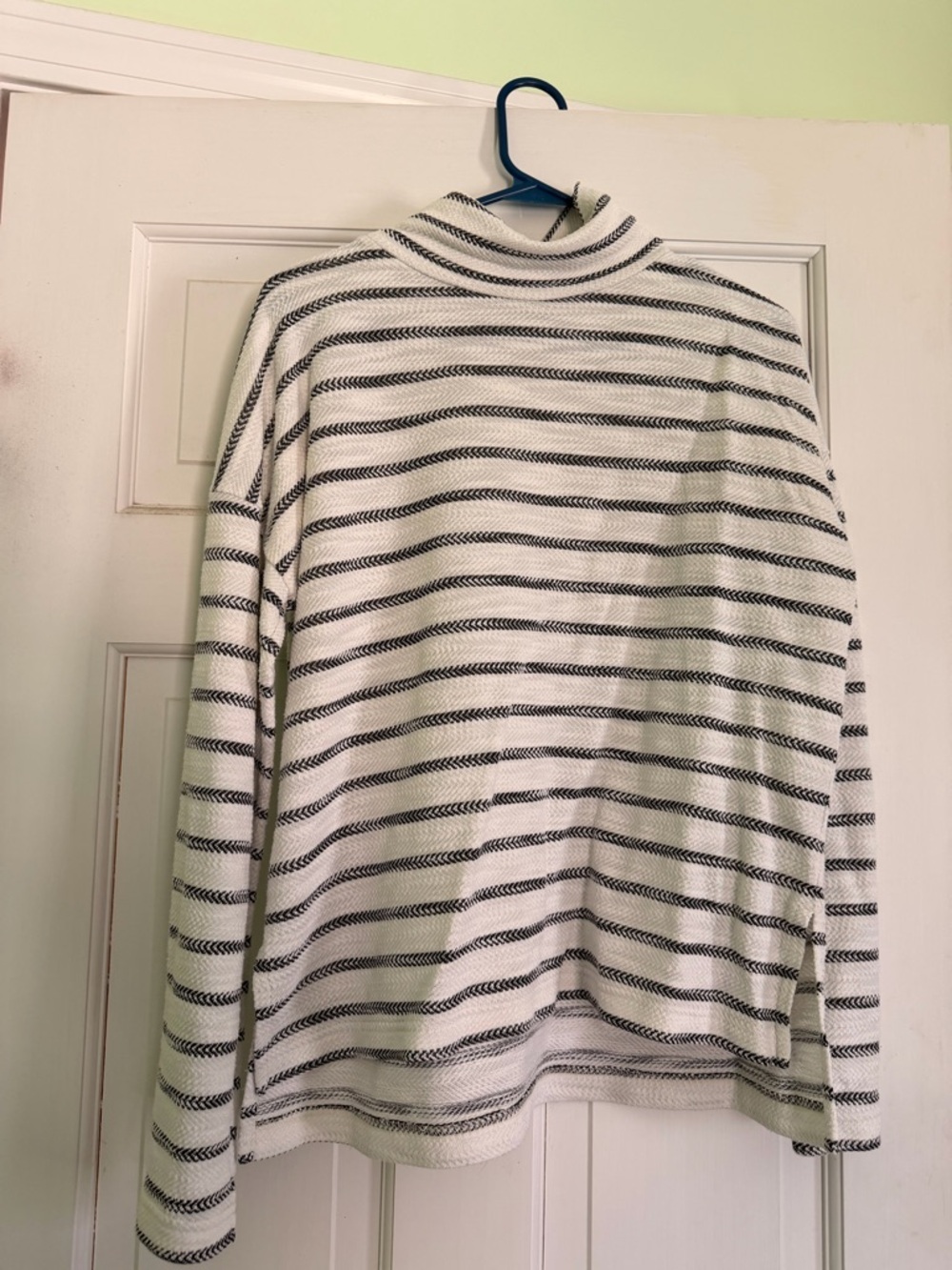 J. Crew Cream and Black Striped Turtle Neck Sweater